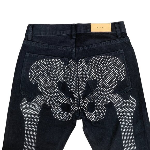 Rare MNML D249 Skeleton Straight Studded Jeans Size 28 Black - Picture 9 of 11
